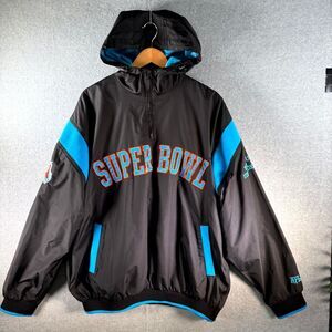 NFL Windbreaker Jacket Men's XL Black 2007 Super Bowl XLI 1/4 Zip Hooded Pockets